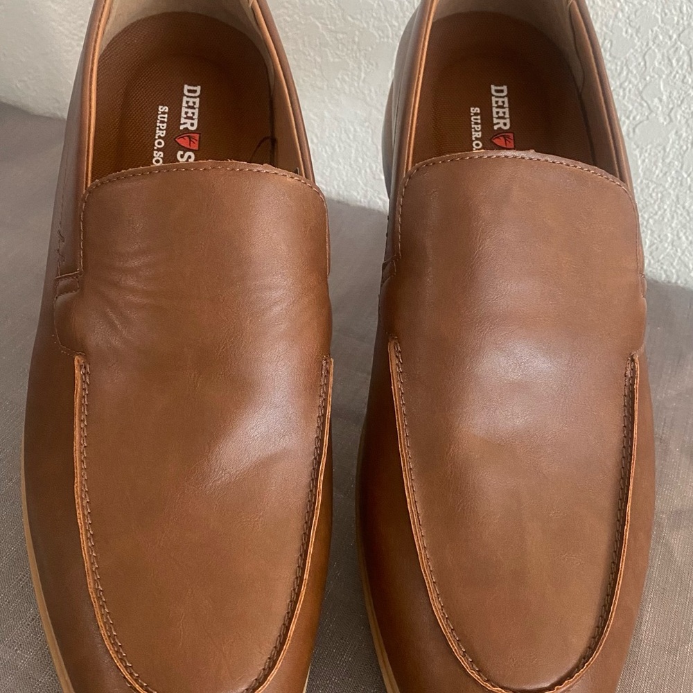 Deer Stags Brown Leather Slip-On Loafers - Picture 3 of 6